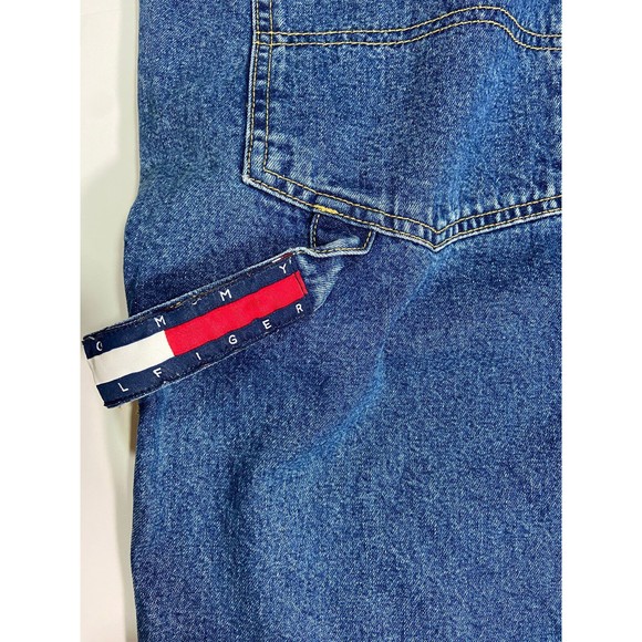 Tommy Hilfiger Bib Overalls Vintage Mens Large Blue Carpenter Workwear 90s Y2K - Picture 10 of 13